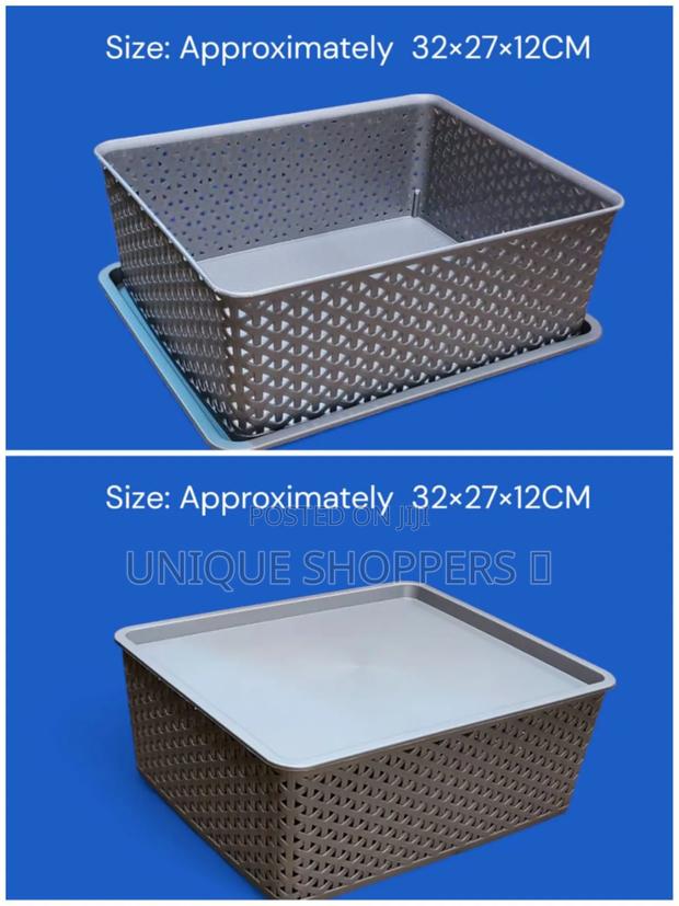 Multi-Purpose Plastic Storage Basket With Lid (32×27×12cm) - main view