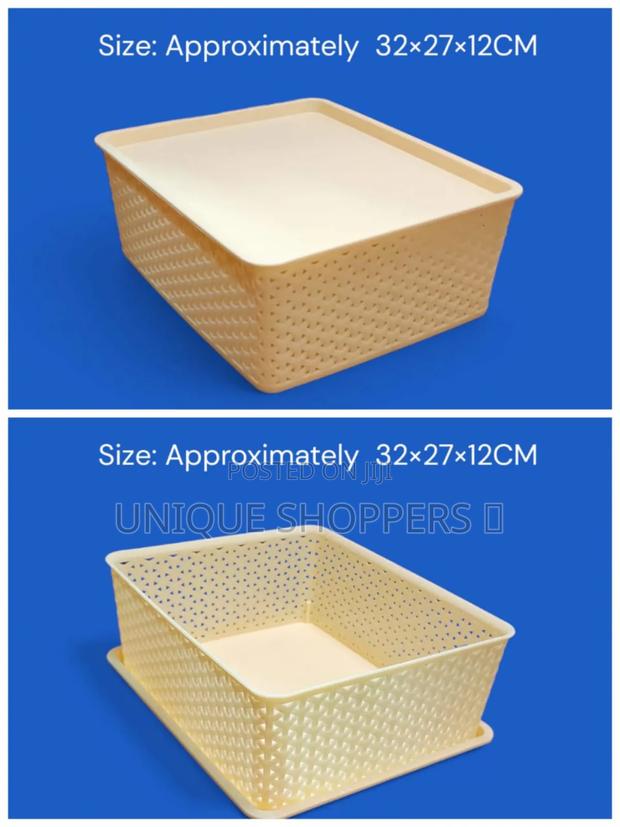 Multi-Purpose Plastic Storage Basket With Lid (32×27×12cm) - thumbnail 2