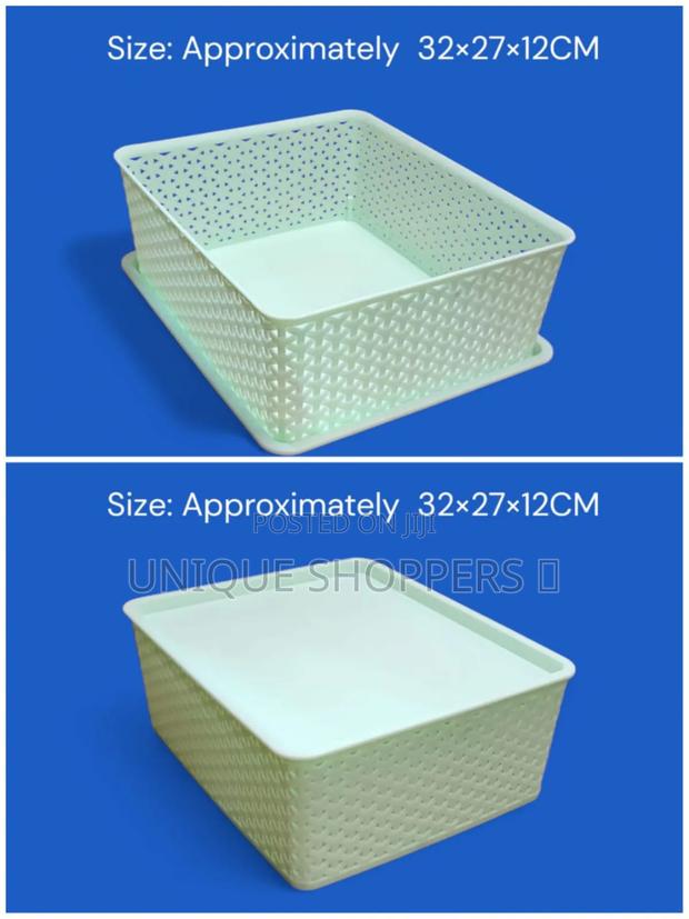 Multi-Purpose Plastic Storage Basket With Lid (32×27×12cm) - thumbnail 3