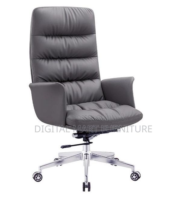 Soft Grey Leather Boss High Back Chair - thumbnail 4
