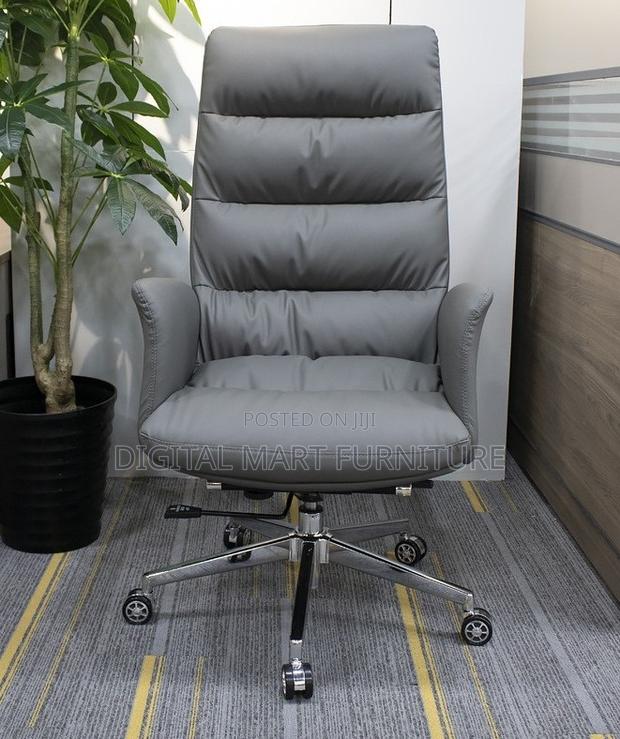 Soft Grey Leather Boss High Back Chair - thumbnail 5