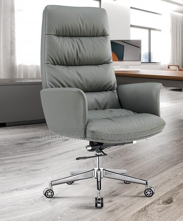 Soft Grey Leather Boss High Back Chair - thumbnail 7