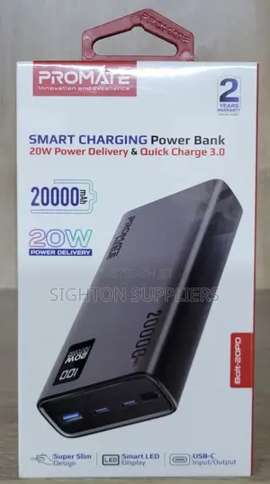Promate Bolt-20pd 20000mah Ultra Slim Power Bank