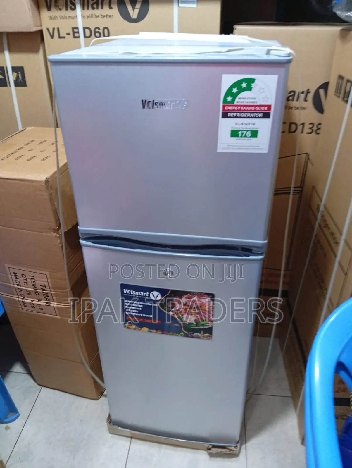 Volsmart 138l Double Door Fridge Vl-Bcd138 Silver