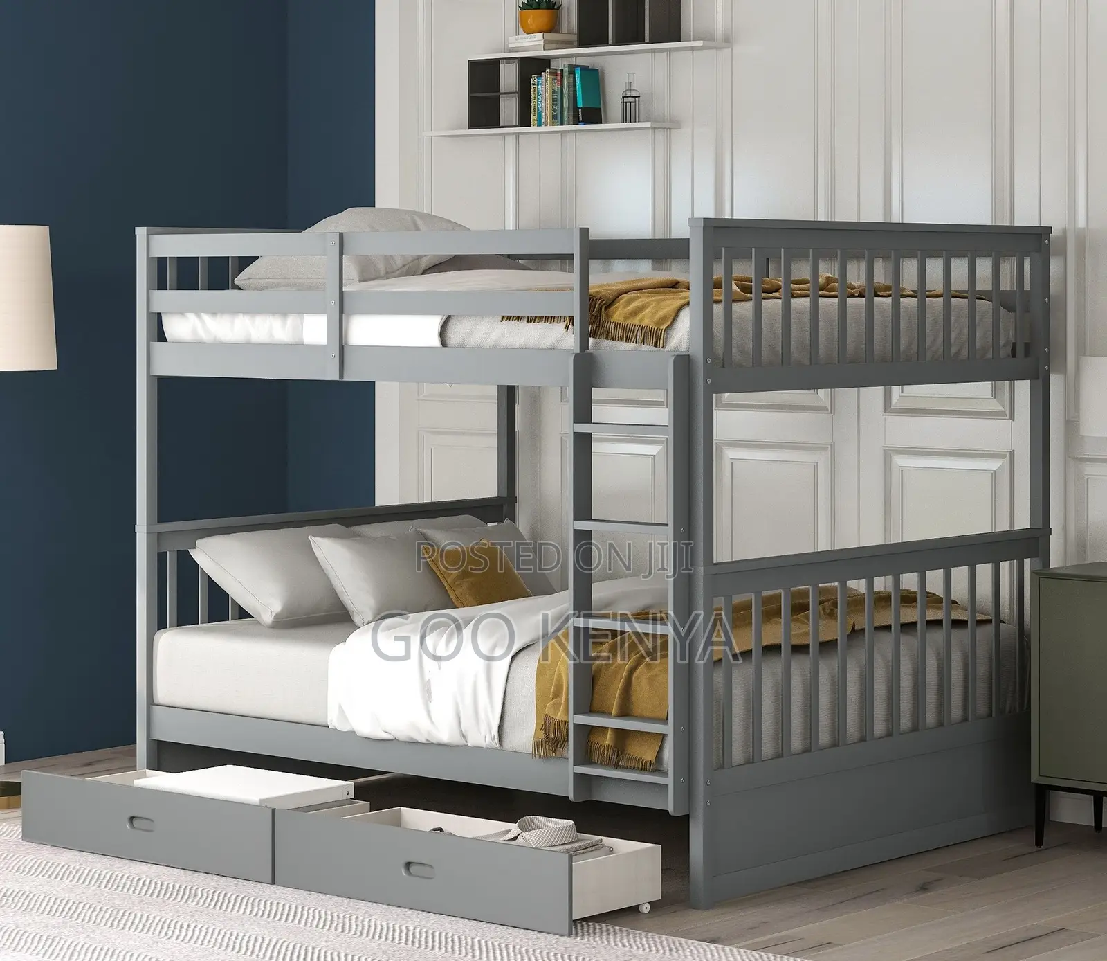 Home Bed; Space-Saving Bunk Bed With Ladder and Storage for Kids’ Room