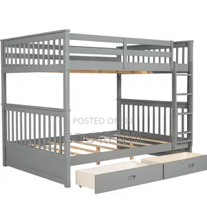 Home Bed; Space-Saving Bunk Bed With Ladder and Storage for Kids’ Room