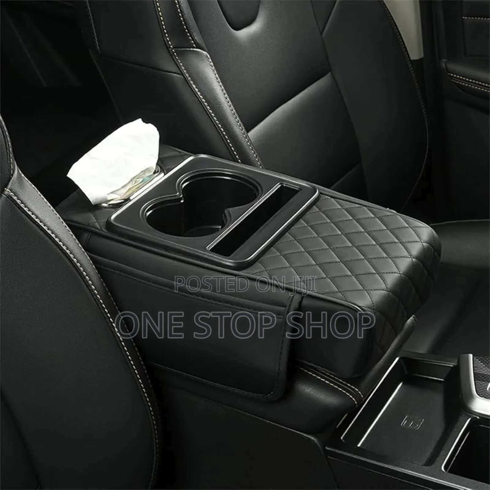 Leather Booster Armrest Center Console Cover With Cup/Saviette/Phone