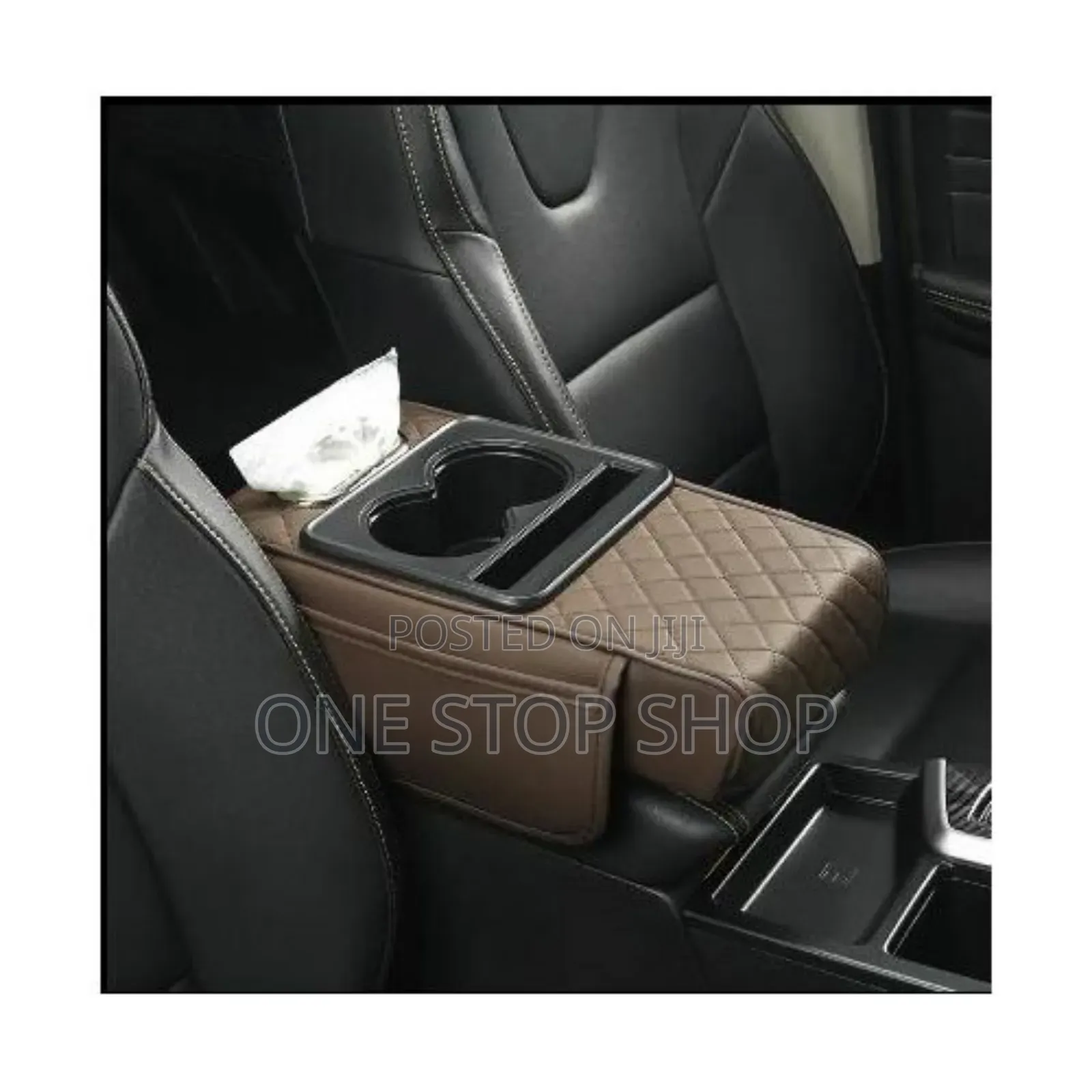 Leather Booster Armrest Center Console Cover With Cup/Saviette/Phone
