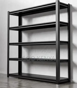 Home Shelf; 5-Shelf Black Metal Steel Rack for Organizing Supplies