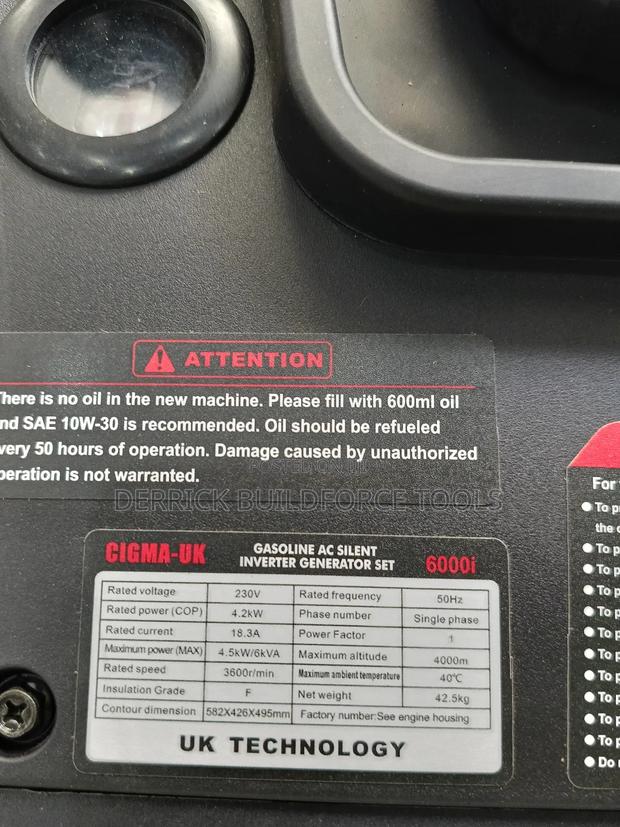 Gasoline Inverter Silent Generator Km6000i- Cigma-Uk 6kva - thumbnail 3