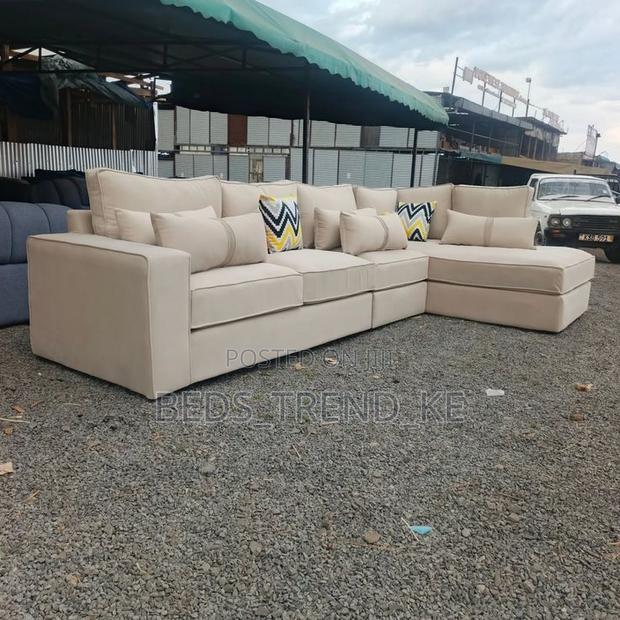 Creamy White 7 Seater Normal L Sofa