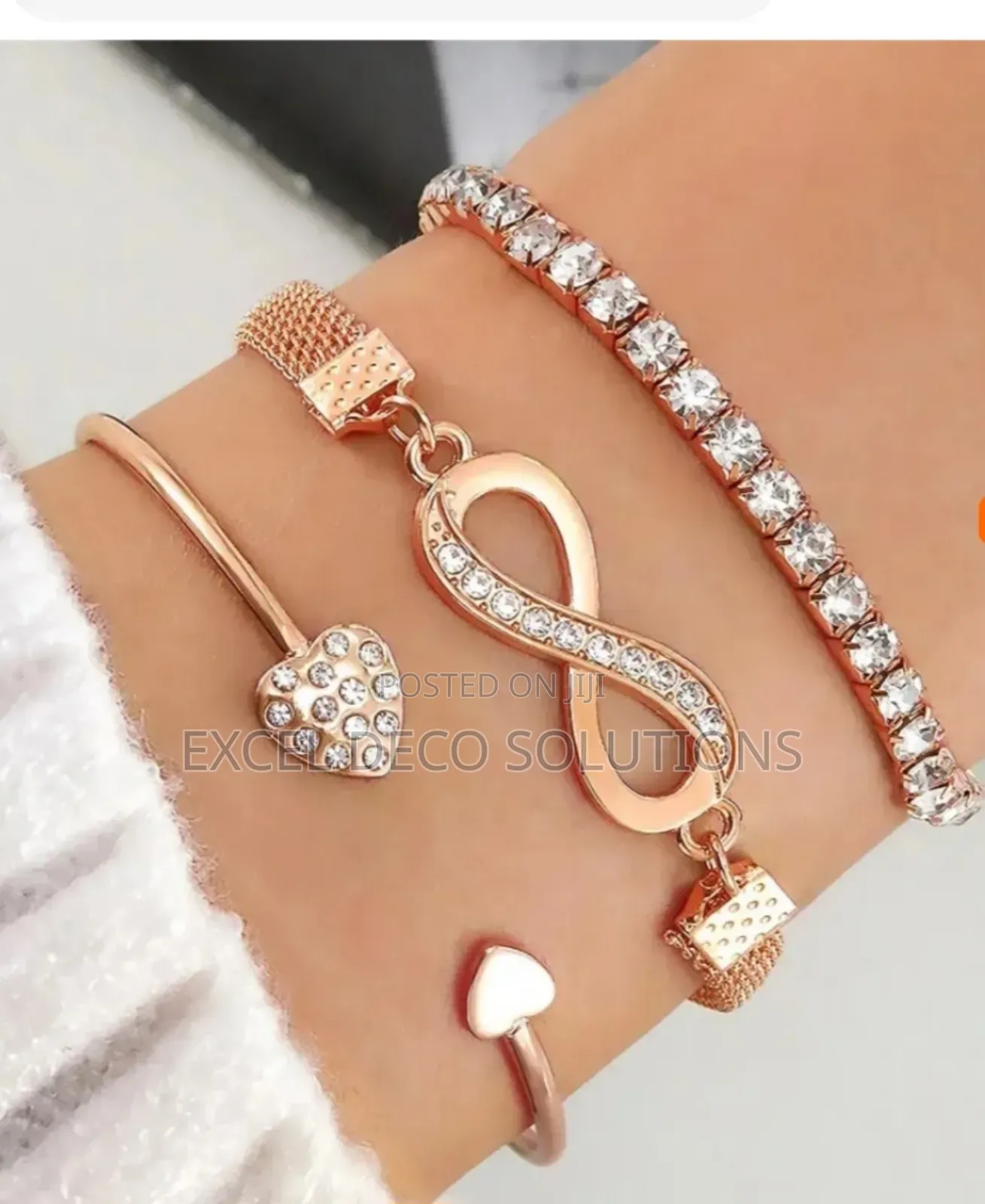 3 PCS /Set Infinity Open Heart Bracelet Copper