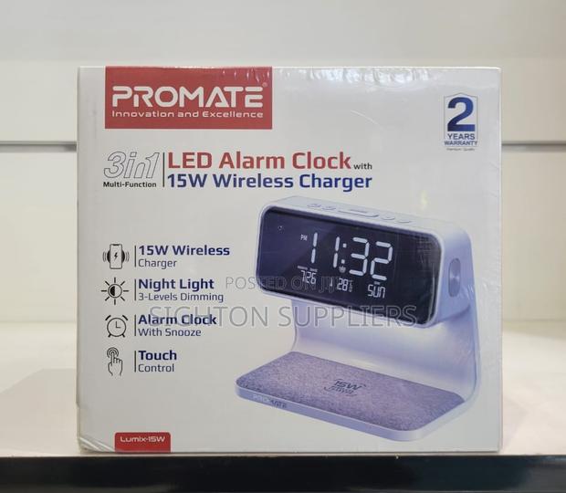 Promate Lumix-15w 3 in 1 Multi Function Led Alarm Clock - thumbnail 2