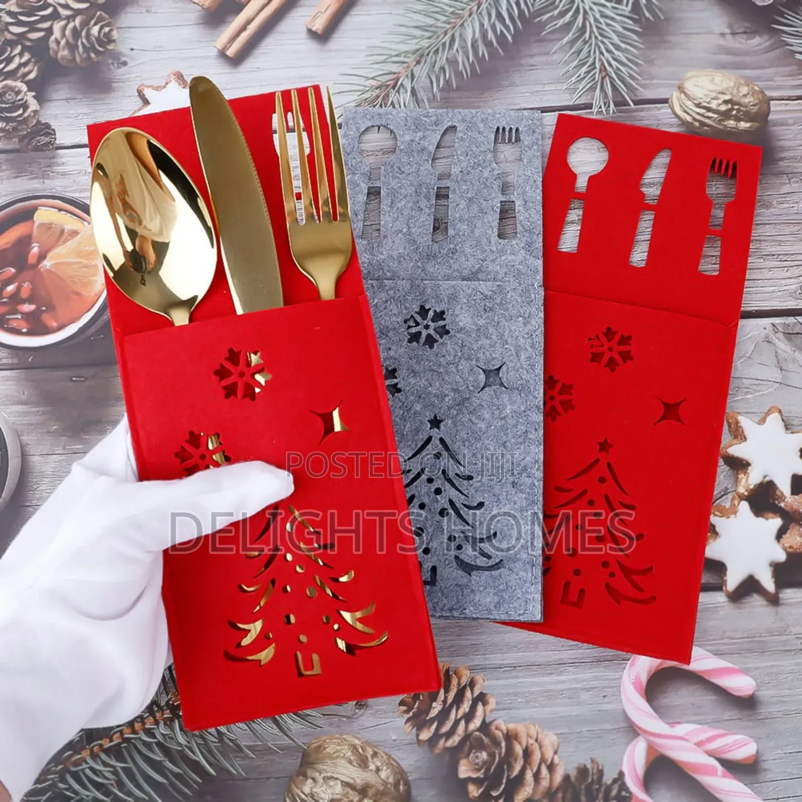 Xmas Cutlery Bag Tableware Fork Knife Storage Organizer_cu