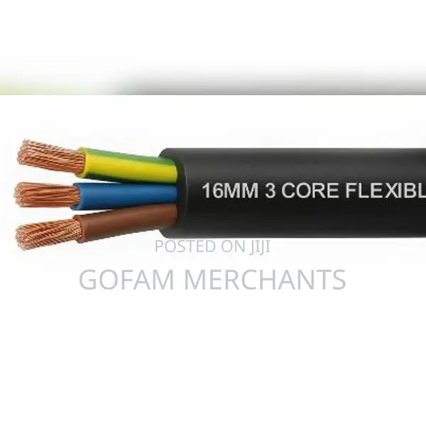 Flexible Cable – 3 Core, 16mm2, Black (Per Meter)