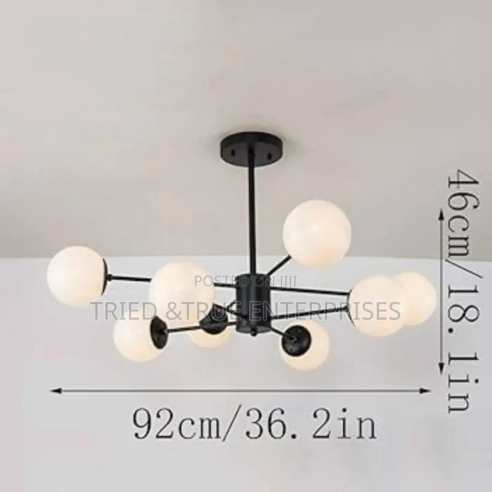 Modern Black Sputnik Chandelier With 8 Opal Glass Globe Gf9k