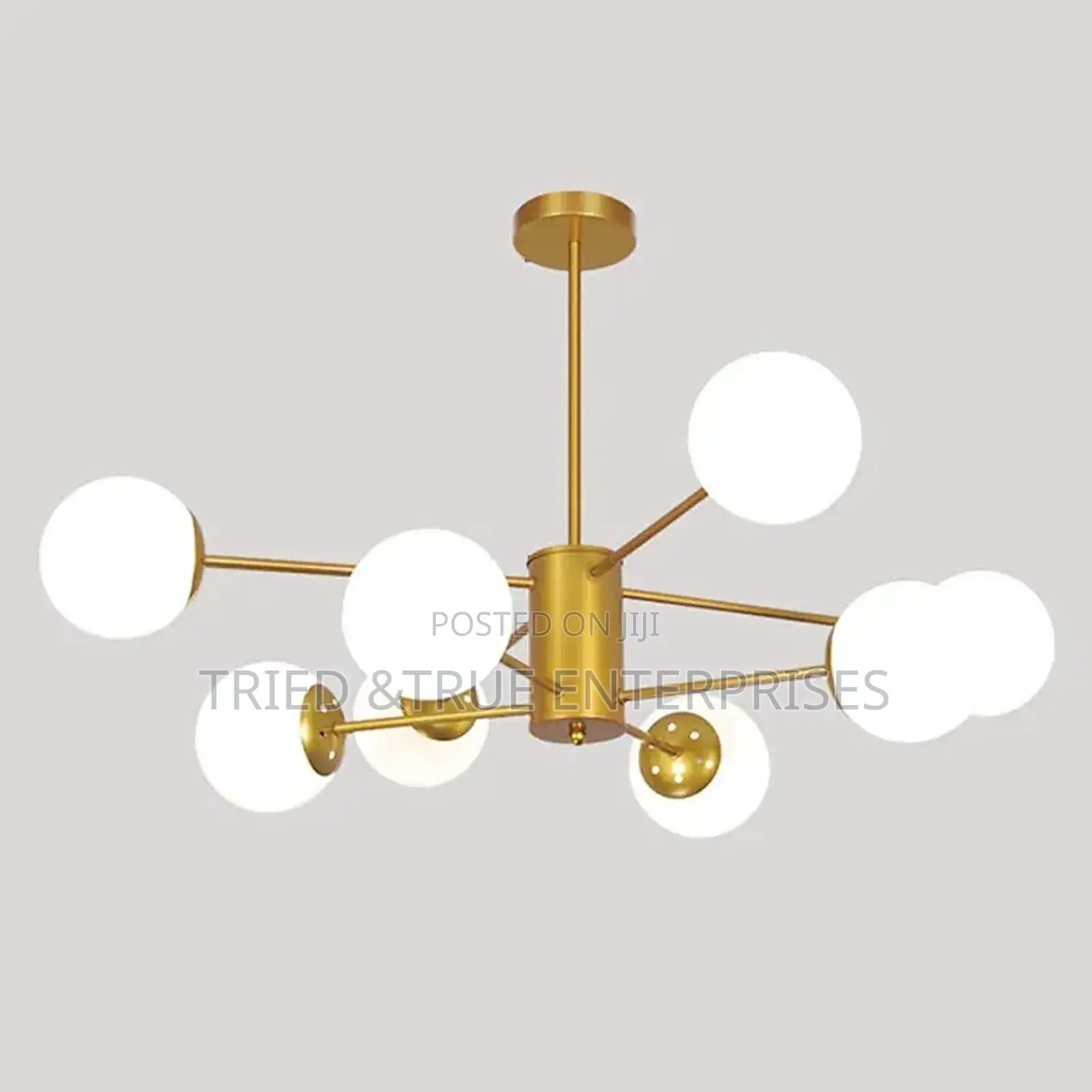 Modern Gold Sputnik Chandelier With White Glass Shades Gf5e