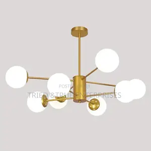 Modern Gold Sputnik Chandelier With White Glass Shades Gf5e