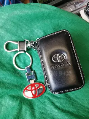 Toyota Black Car Key Leather Pouch+Chain Holder