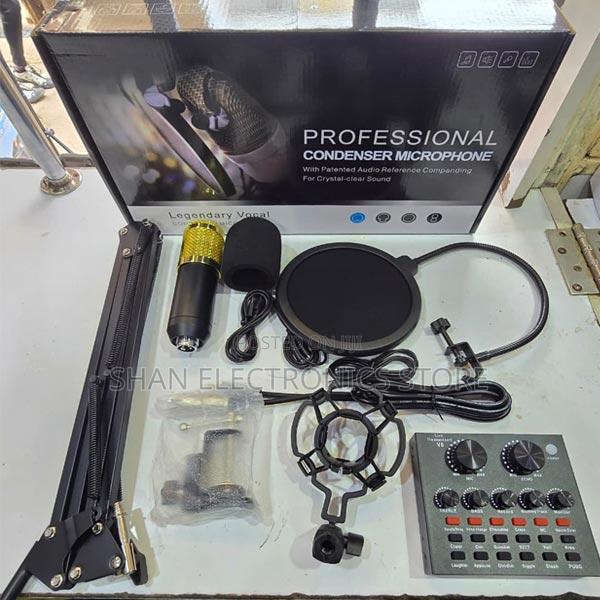 V8 Live Sound Card With Condenser Microphone Studio Podcast Streaming