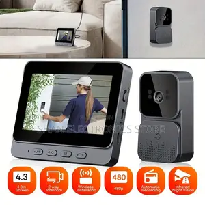 Video Doorbell With 4.3 Inch Ips Screen, Video Intercom, Two-Way Talk