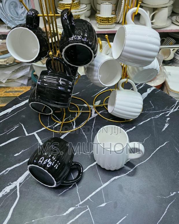 6pcs and Aesthetic Fine Porcelain Tea/Coffee Mugs - thumbnail 2