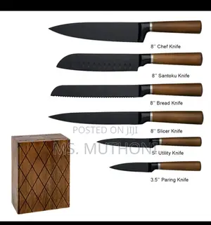 Black 7pcs Nonstick High Quality Stainless Steel Knife Set