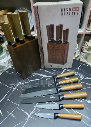 Black 7pcs Nonstick High Quality Stainless Steel Knife Set