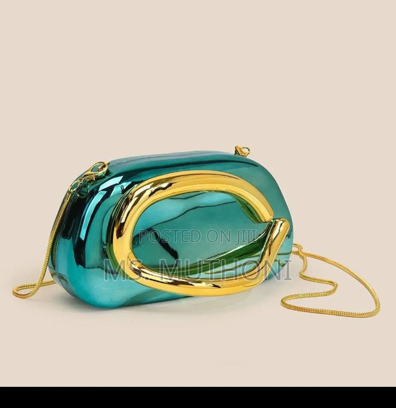 Minimalist Clutch Bag With a Golden Handle