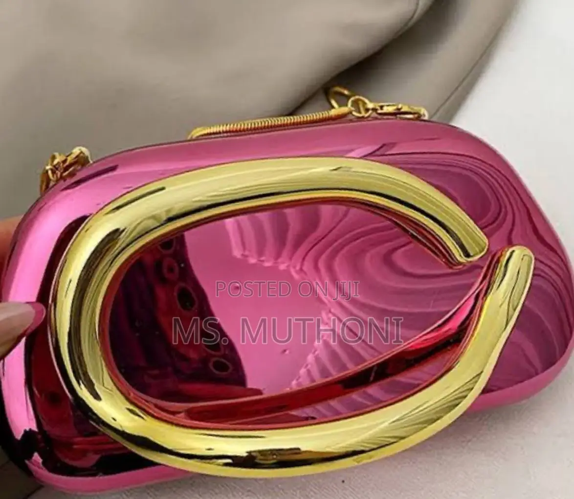 Minimalist Clutch Bag With a Golden Handle