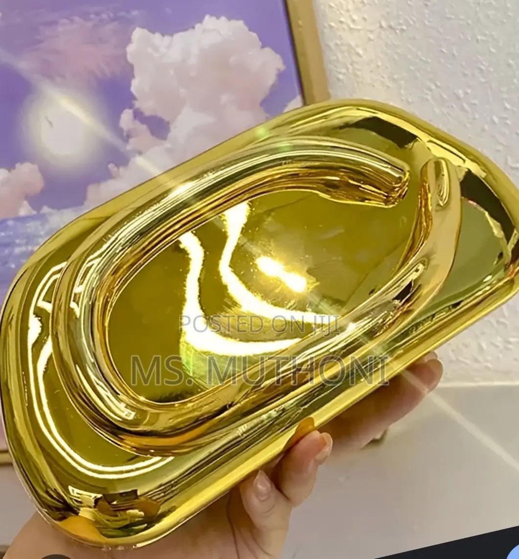 Minimalist Clutch Bag With a Golden Handle