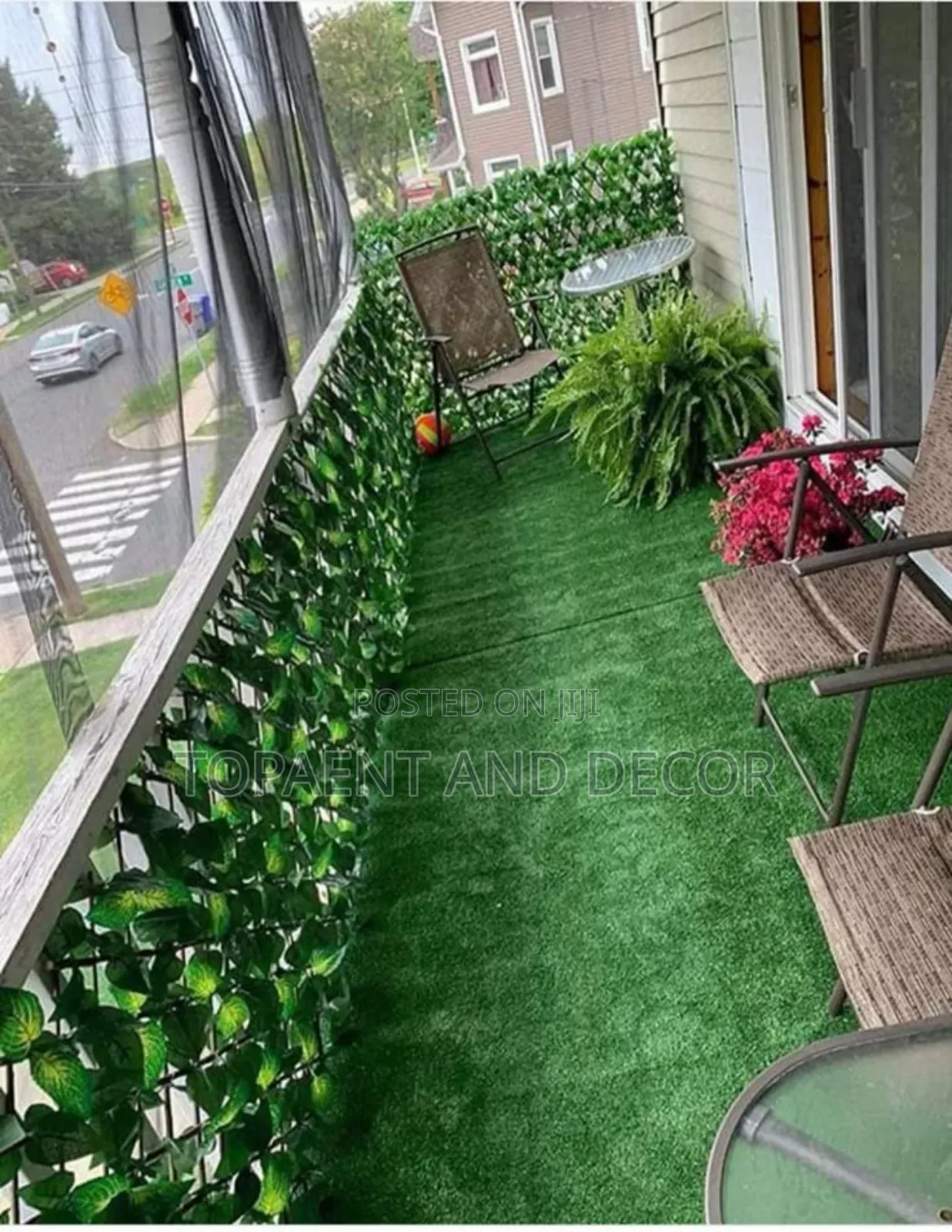 Thick Turf Carpet for a Balcony Space