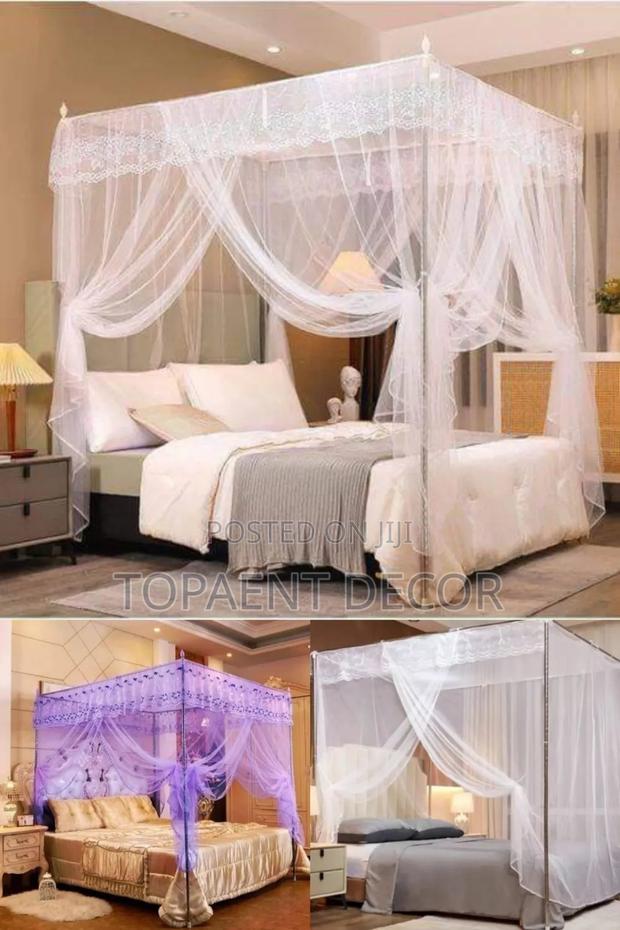 Purple And White Strong Stands 4 Stand Mosquito Net - main view