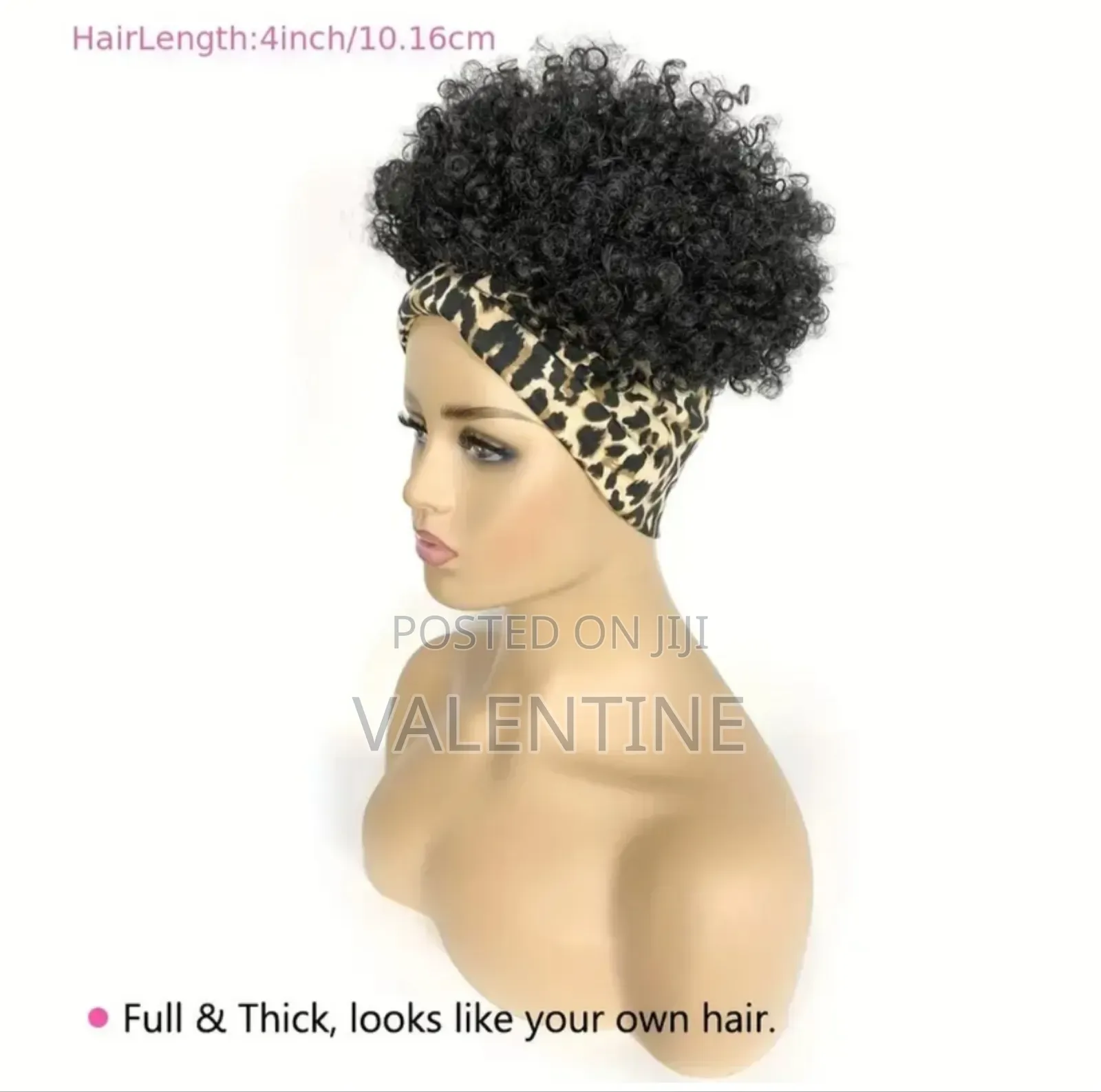 Kinky Curly Hair With Leopard Black Headband Wig