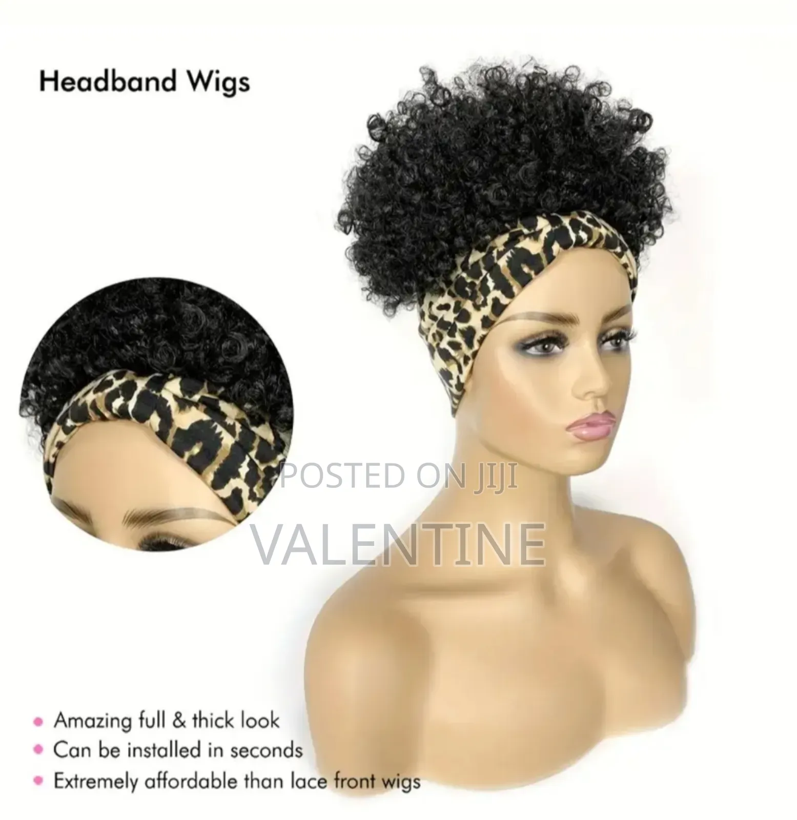 Kinky Curly Hair With Leopard Black Headband Wig
