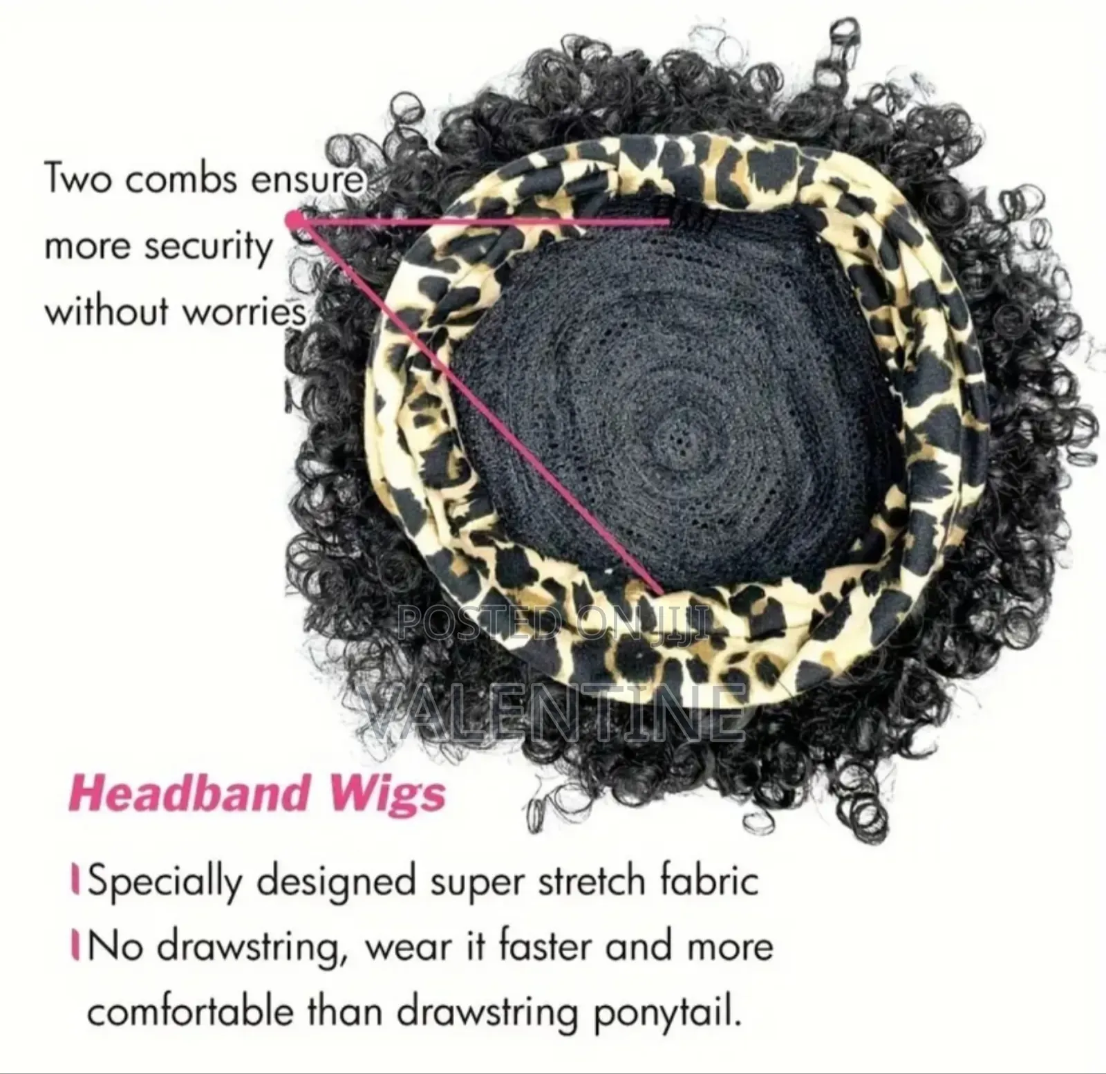 Kinky Curly Hair With Leopard Black Headband Wig