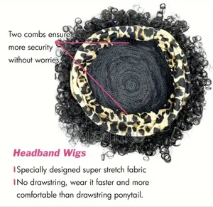 Kinky Curly Hair With Leopard Black Headband Wig