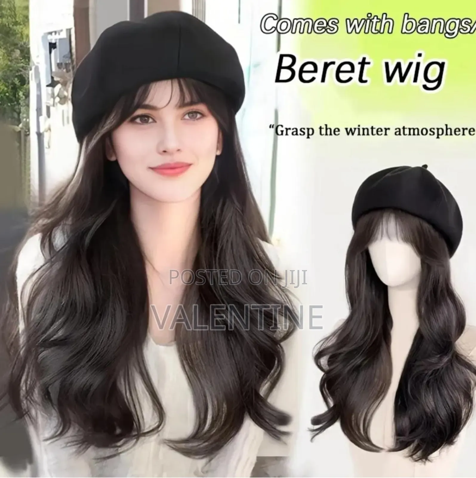 Black Beret With Air Bangs Body Wave