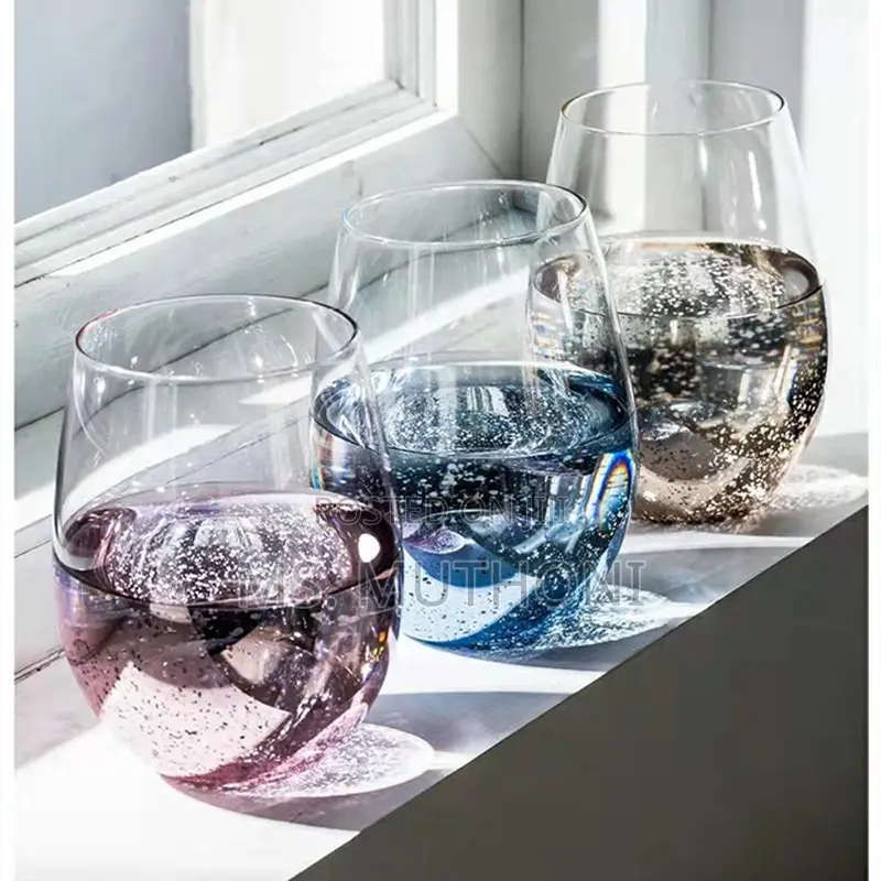 6pcs Stardust Stemless Wine Glasses Set
