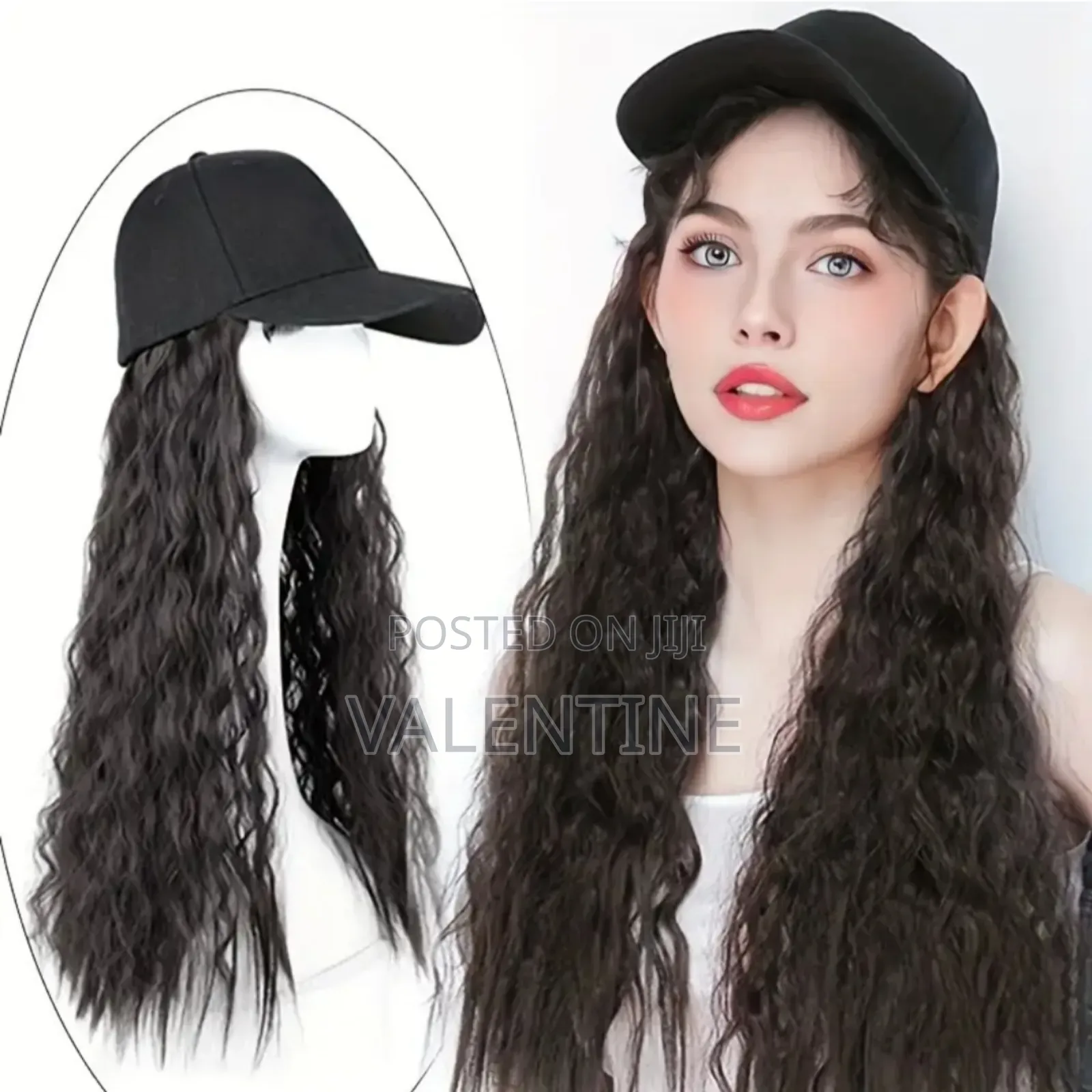 Dark Brown Kinky Curly Hair Extension With Baseball Cap