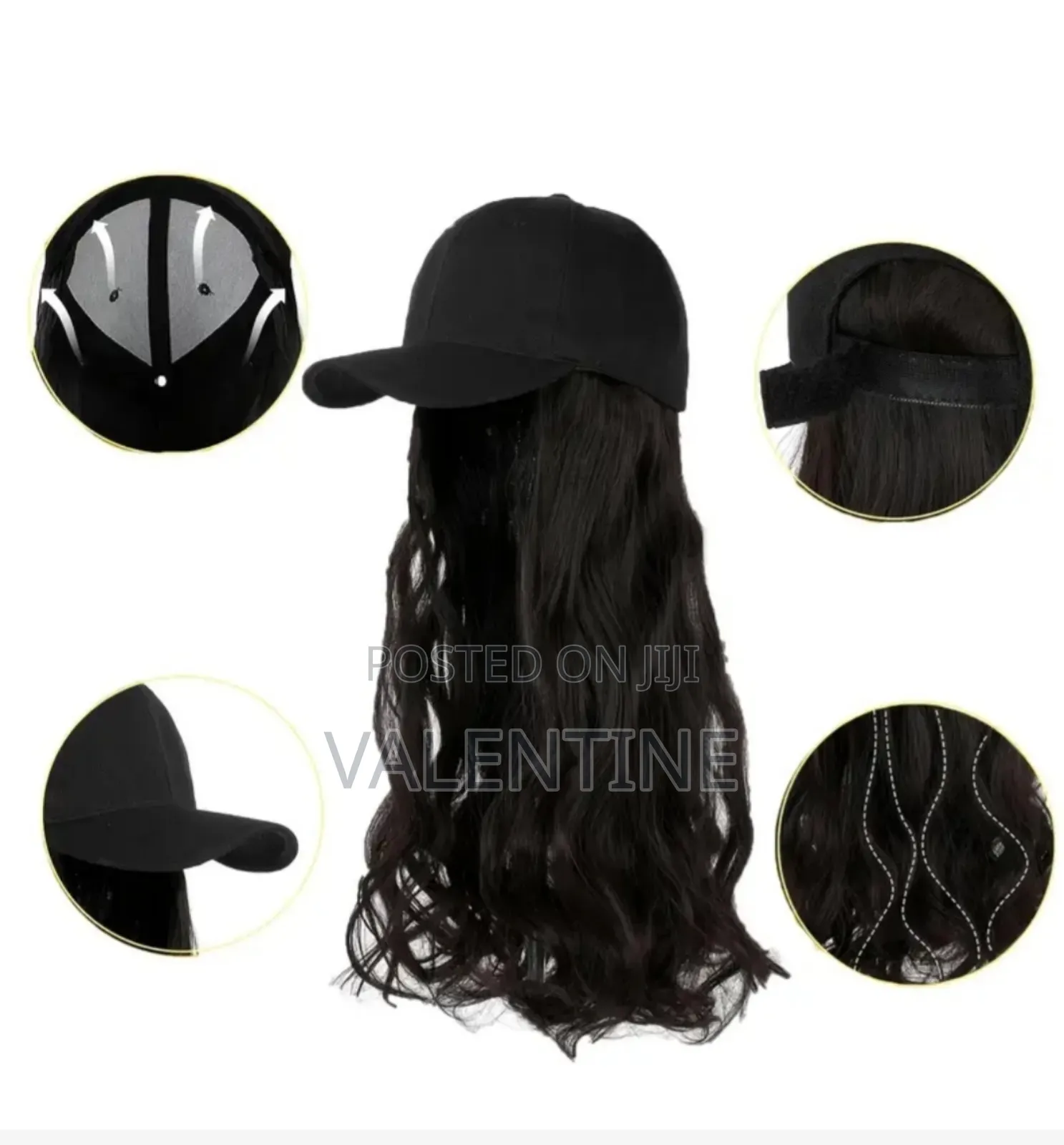 Long Curly Women's Baseball Cap Wig