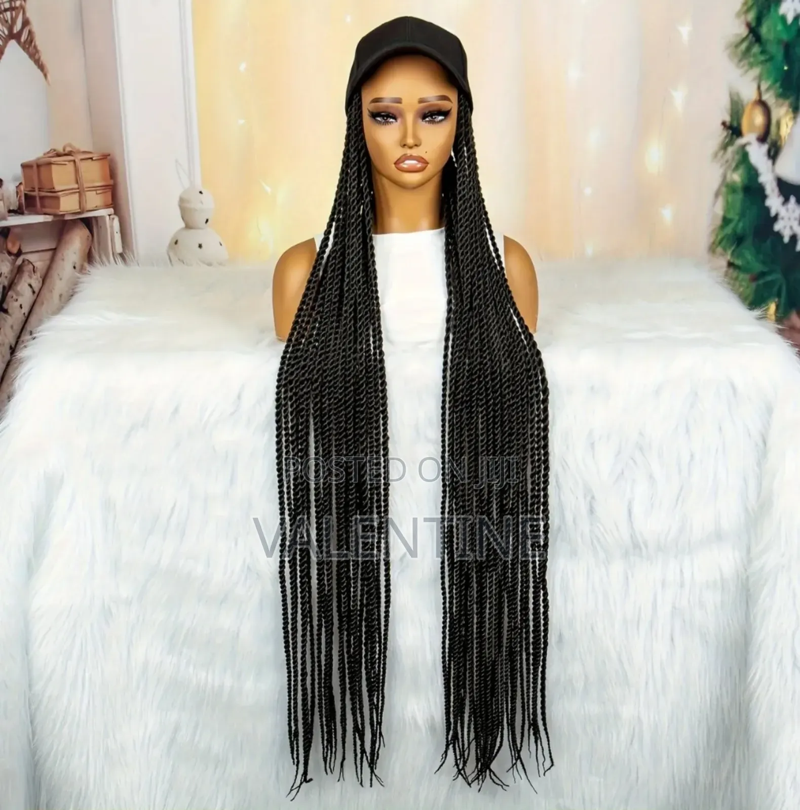 Long Braided Wig With Black Baseball Cap