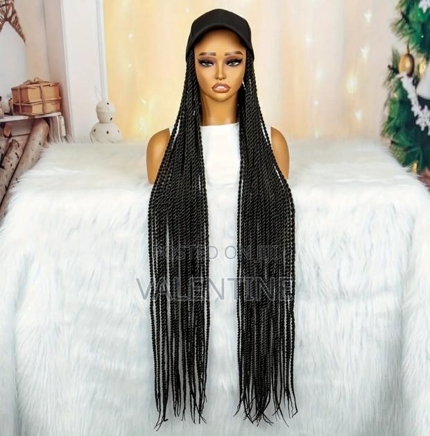 Long Braided Wig With Black Baseball Cap - thumbnail 2