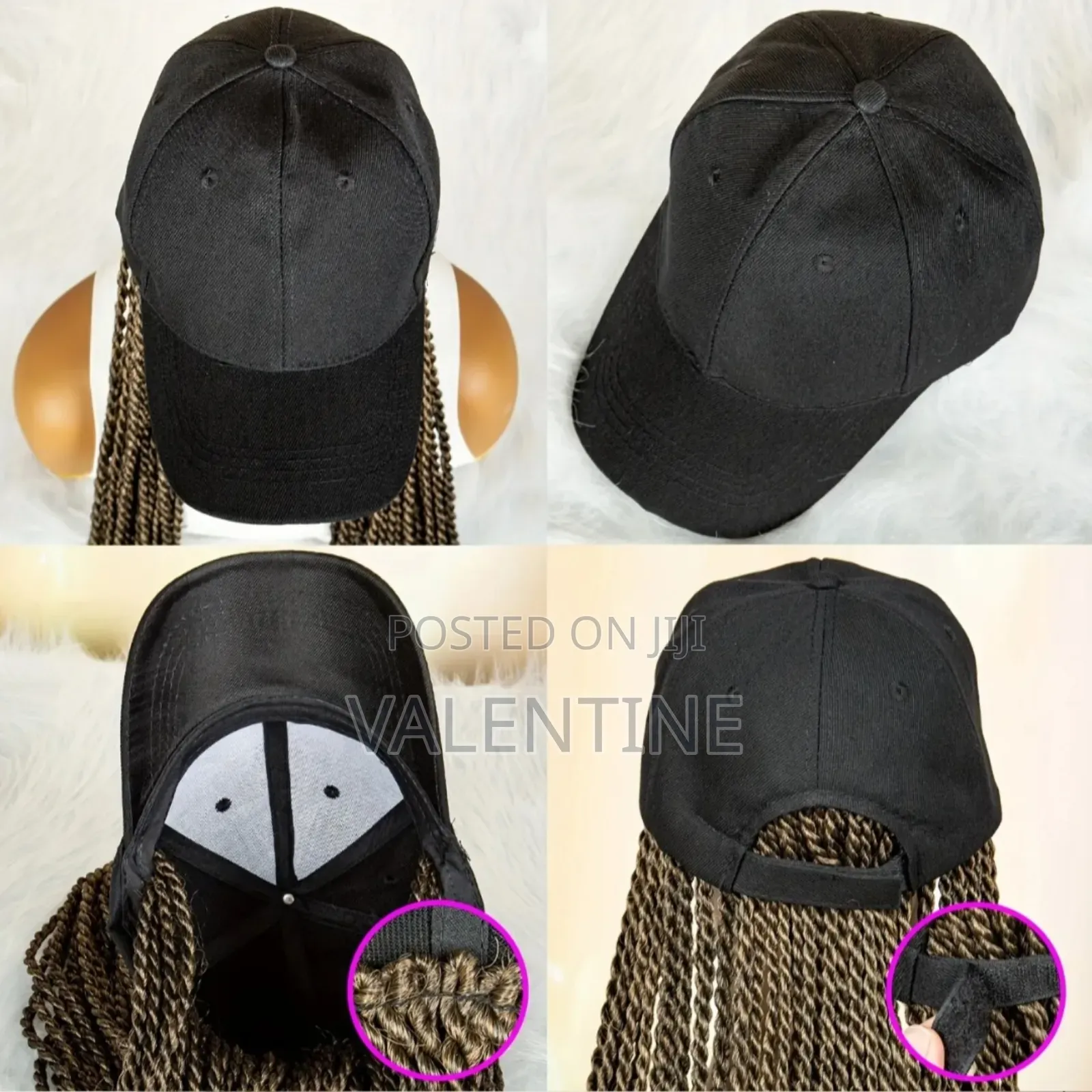 Long Braided Wig With Black Baseball Cap