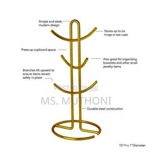 Heavy Gold/Silver -Plated Metal Mug Tree or Cup Holder Stand
