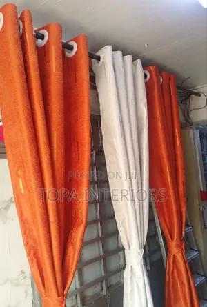 Orange and Beige Home Decor Curtains for Privacy