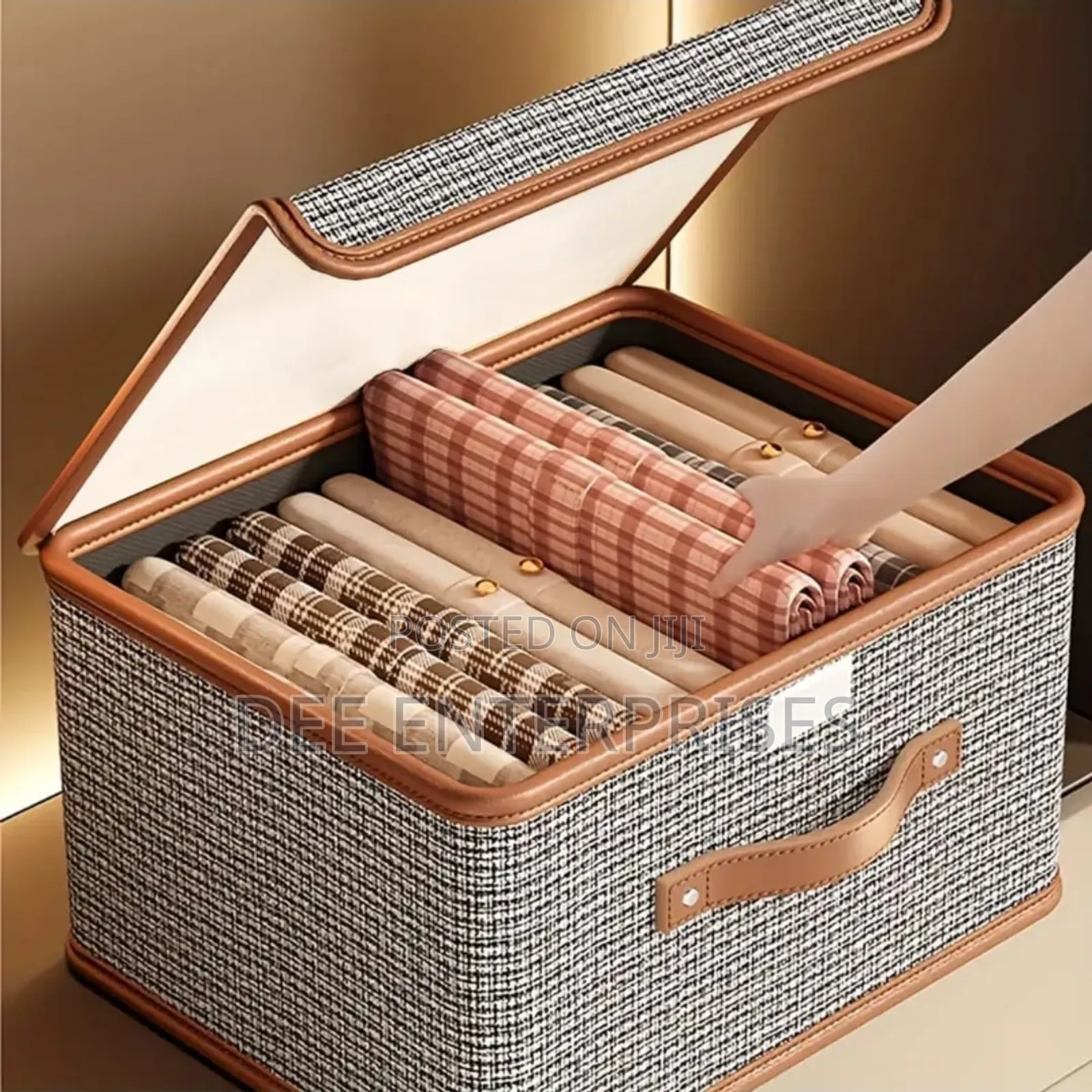 Foldable Fabric Storage Box With Flip Lid