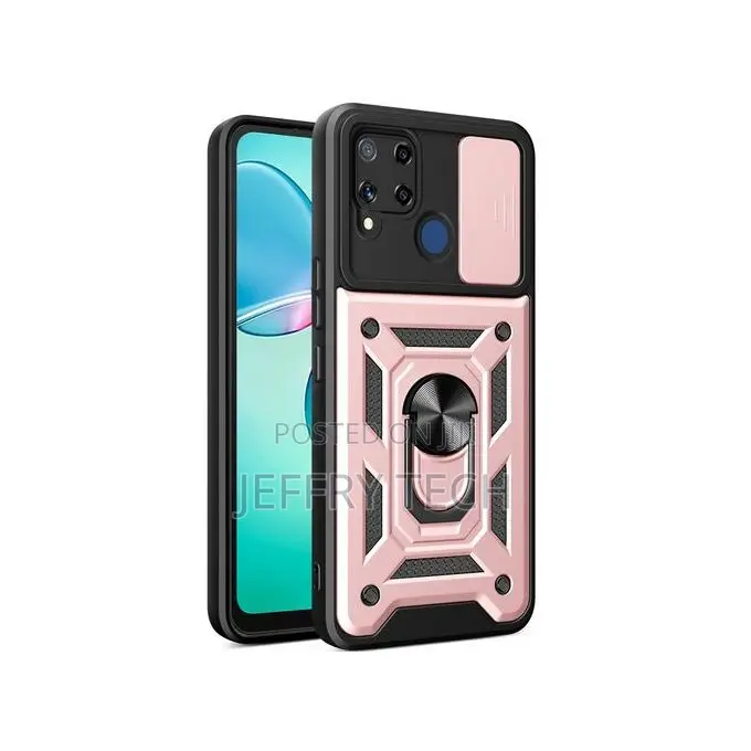 Case for Realme C25 / C15 Rugged Armor Protection Case With Slide Cam