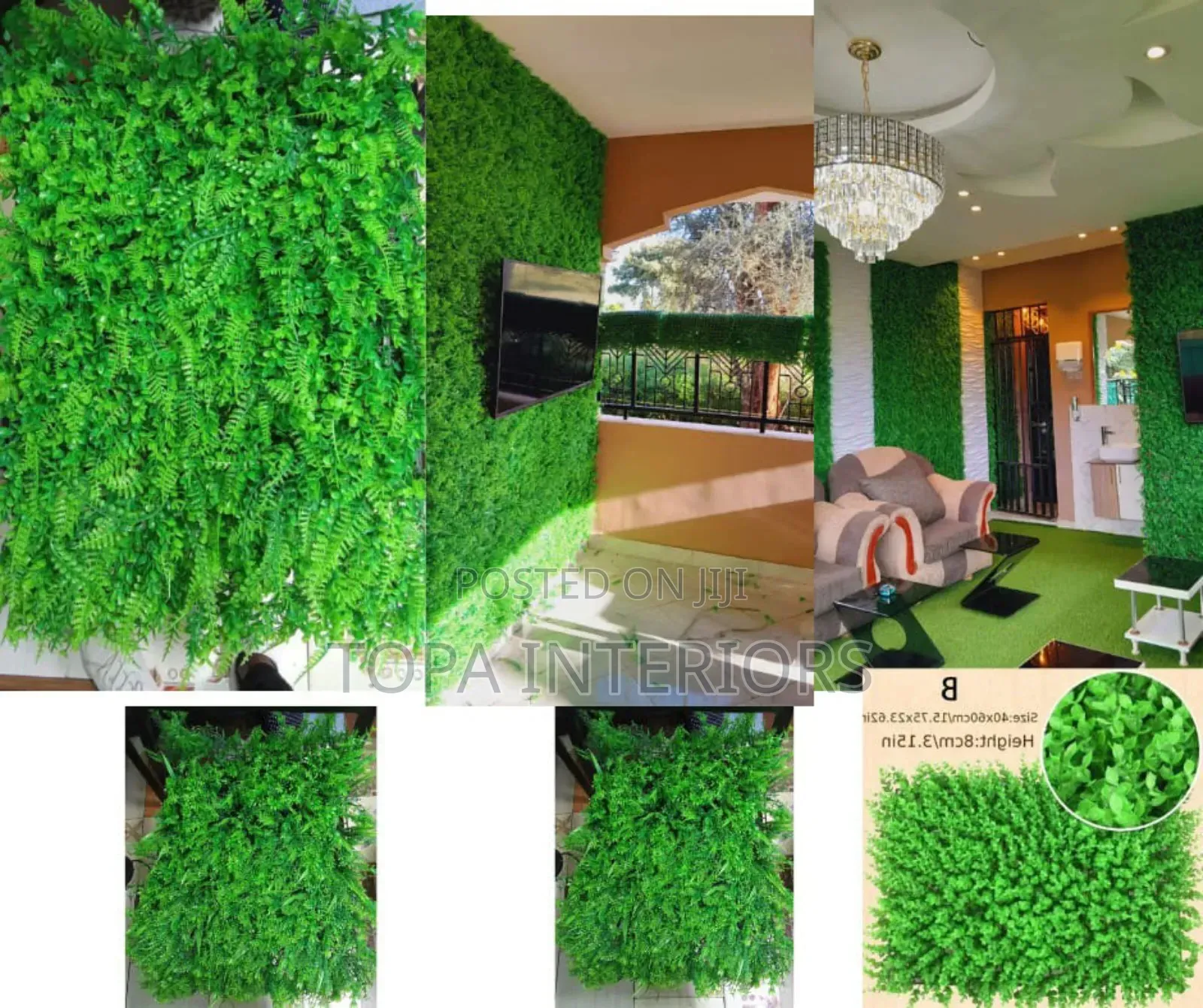 High Density Wall Decor Artificial Green Hedge Panels 40cm by 60cm