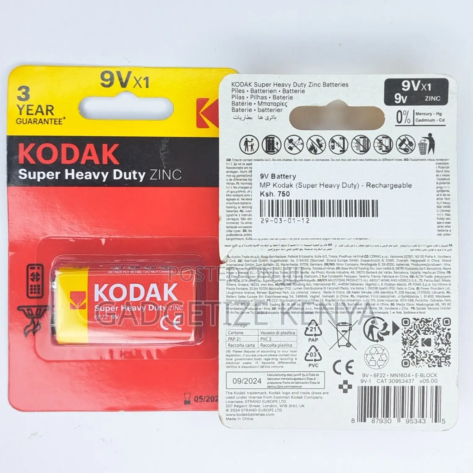 Kodak (Super Heavy Duty) 9v Battery